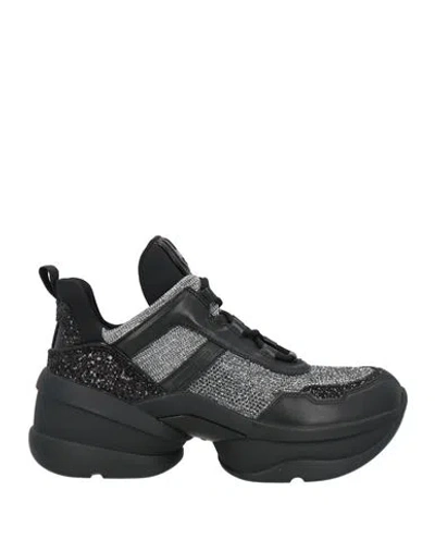 Michael Michael Kors Woman Sneakers Black Size 6 Textile Fibers, Leather