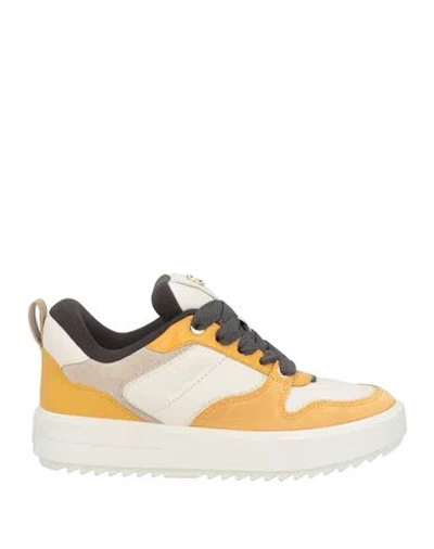 Michael Michael Kors Woman Sneakers Ocher Size 8 Leather In Yellow