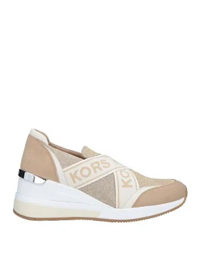 Michael Michael Kors Woman Sneakers Sand Size 8 Leather, Textile Fibers In Neutral