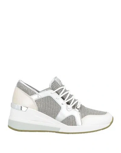 Michael Michael Kors Woman Sneakers Silver Size 8 Textile Fibers, Leather
