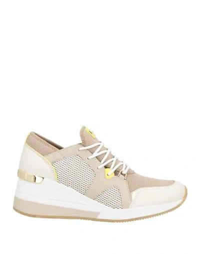 Michael Michael Kors Woman Sneakers Taupe Size 7.5 Textile Fibers, Leather In Neutral