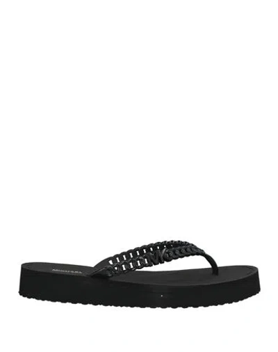 Michael Michael Kors Woman Thong Sandal Black Size 6 Rubber