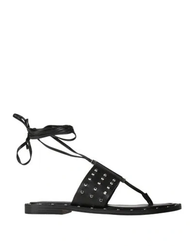 Michael Michael Kors Woman Thong Sandal Black Size 10 Leather