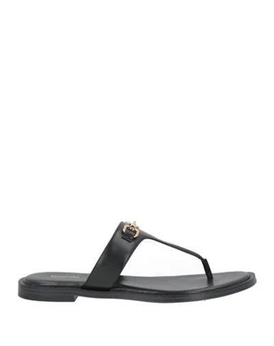 Michael Michael Kors Woman Thong Sandal Black Size 9 Leather