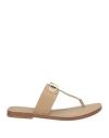 Michael Michael Kors Woman Thong Sandal Camel Size 7 Cow Leather In Beige