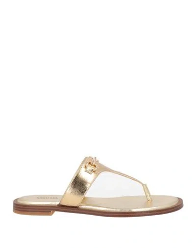 Michael Michael Kors Woman Thong Sandal Gold Size 9 Leather