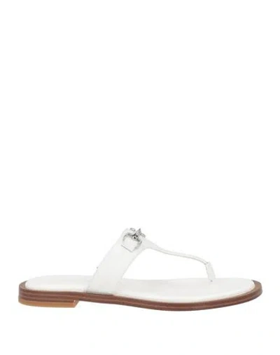 Michael Michael Kors Woman Thong Sandal White Size 6 Leather