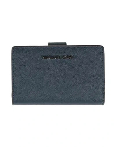 Michael Michael Kors Woman Wallet Midnight Blue Size - Leather