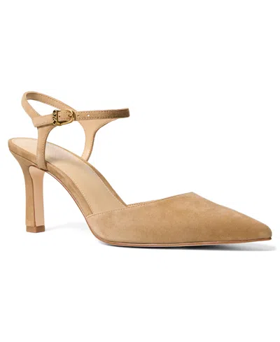Michael Michael Kors Women's Amara Pointed Toe Mid Pumps In Burnt Khaki Suede