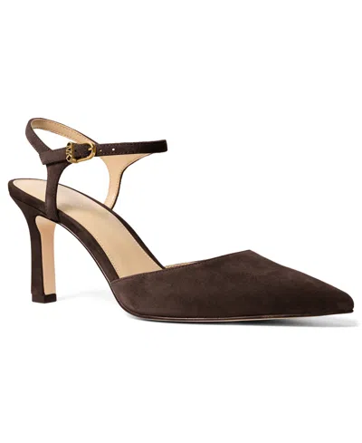 Michael Michael Kors Women's Amara Pointed Toe Mid Pumps In Chocolate Suede