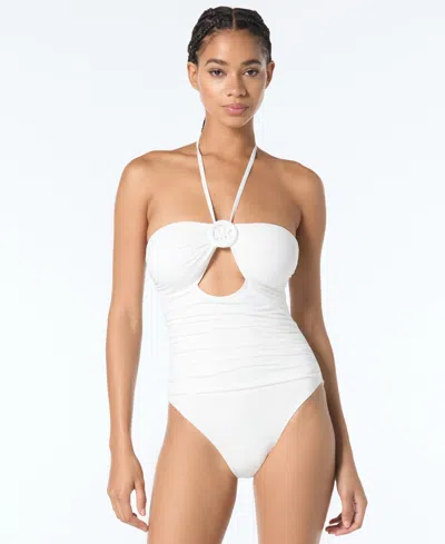 Michael Michael Kors Women's Bandeau One-piece Swimsuit In White