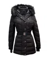 Michael Michael Kors Women's Belted Chevron Scuba Stretch Quilted Coat, Black In Black