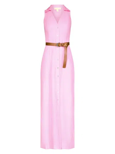 Michael Michael Kors Women's Belted Linen Maxi Dress In Bouquet