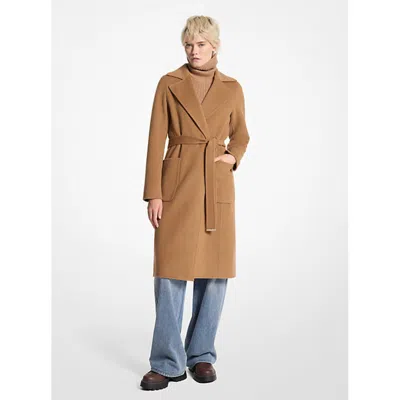 Michael Michael Kors Women's Belted Wool Coat, Dark Camel In Multi