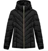 Michael Michael Kors Women's Black Chevron Quilted Short Packable Jacket Coat In Black