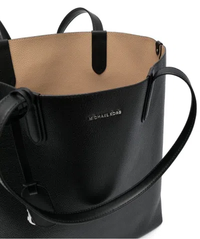 Michael Michael Kors Women Black North South Pebbled Leather Tote Bag In Beige