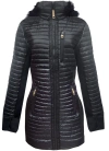 Michael Michael Kors Women Black Quilted Mixed Media Faux Fur Hood 3/4 Coat In Black