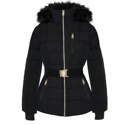 Michael Michael Kors Belted Puffer Coat In Black