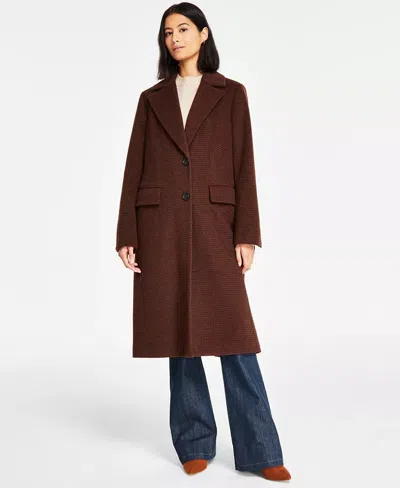 Michael Michael Kors Women's Check Wool Coat, Chocolate Hound In Multi