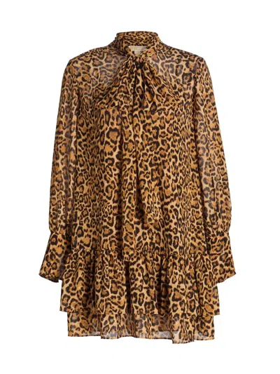 Michael Michael Kors Women's Cheetah Tieneck Minidress In Animal Print