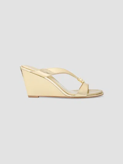 Michael Michael Kors Women's Cherie 75mm Leather Wedge Sandals In Pale Gold