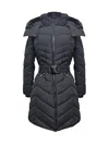 Michael Michael Kors Women's Chevron 3/4 Belted Scuba Coat, Black In Black