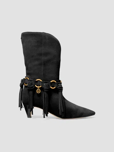 Michael Michael Kors Women's Daniela 50mm Fringed Suede Boots In Black