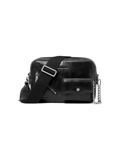 Michael Michael Kors Women's Double-zip Leather Medium Camera Crossbody Bag In Black