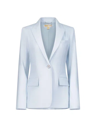 Michael Michael Kors Women's Fitted Linen-blend One-button Blazer In Pastel Blue