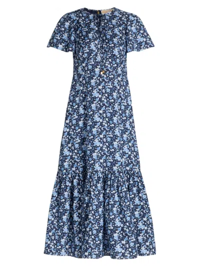 Michael Michael Kors Women's Floral Midi-dress In Blue