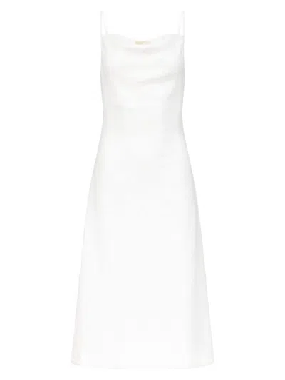 Michael Michael Kors Women's Floral Sequined Cowlneck Midi Slip Dress In White