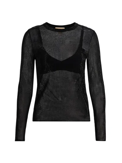 Michael Michael Kors Top With Rhinestones In Black
