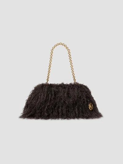 Michael Michael Kors Women's Goldie Large Faux-shearling Clutch In Chocolate