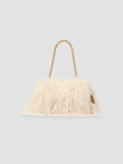 Michael Michael Kors Women's Goldie Large Faux-shearling Clutch In Natural