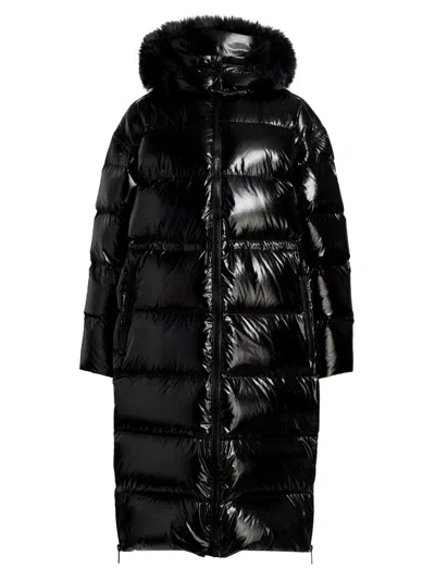 Michael Michael Kors Women's Hooded Long Puffer Down Coat In Black