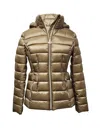 Michael Michael Kors Women's Hooded Packable Jacket, Dark Camel In Multi