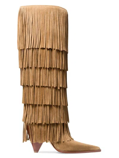 Michael Michael Kors Women's Jayla 90mm Fringed Suede Boots In Multi
