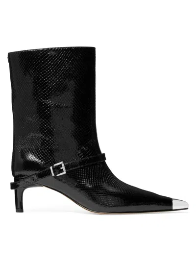 Michael Michael Kors Women's Kasia 60mm Snake-embossed Leather Boots In Black
