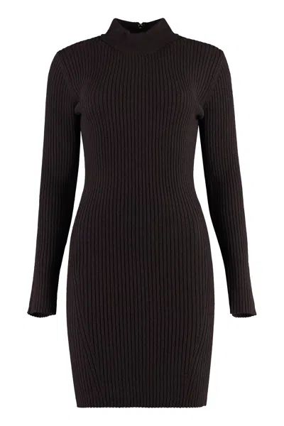 Michael Michael Kors Luxurious Brown Ribbed Knit Dress For Women