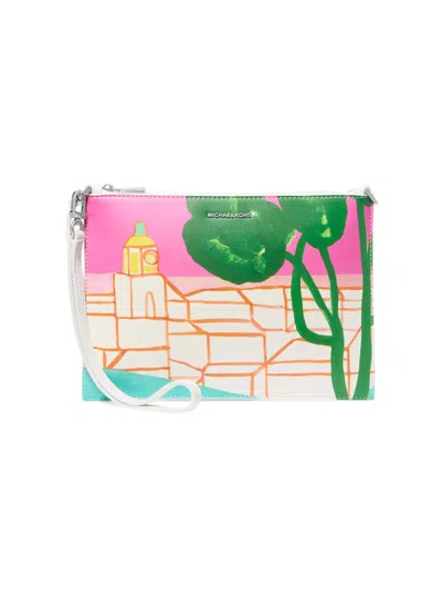 Michael Michael Kors Women's Landscape Printed Wristlet In Pink