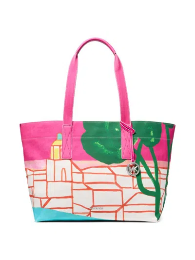 Michael Michael Kors Women's Large Printed Cotton Tote Bag In Blue