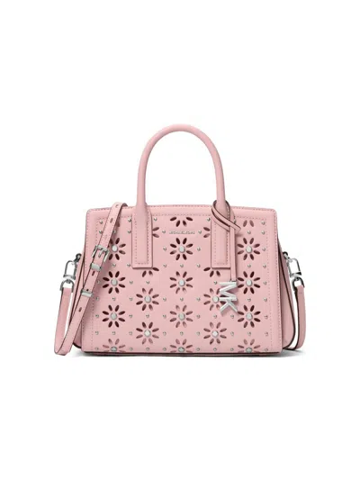 Michael Michael Kors Women's Laser-cut Floral Leather Small Satchel In Pink