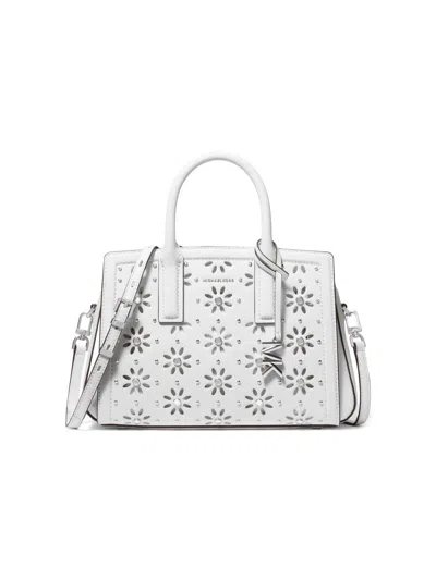 Michael Michael Kors Women's Laser-cut Floral Leather Small Satchel In White