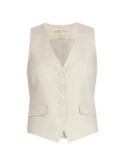 Michael Michael Kors Women's Linen & Cotton Tailored Vest In Sand