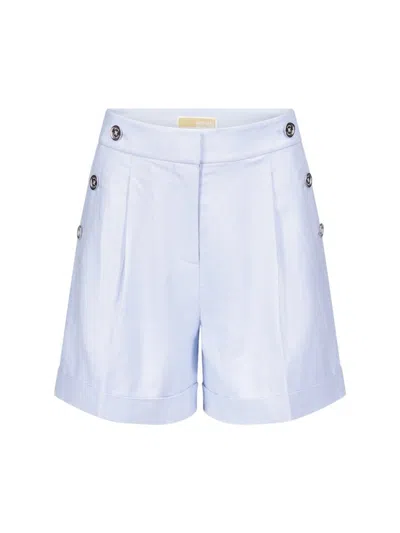 Michael Michael Kors Women's Linen-blend Pleated Sailor Shorts In Pastel Blue