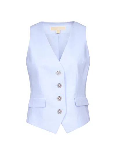 Michael Michael Kors Women's Linen-blend V-neck Vest In Pastel Blue