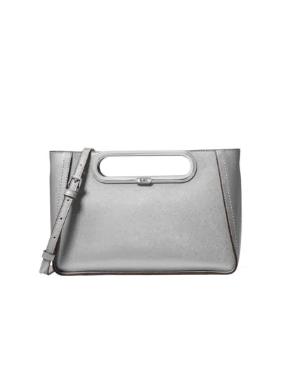 Michael Michael Kors Women's Logo-detailed Metallic Leather Convertible Crossbody Bag In Silver
