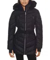 Michael Michael Kors Leopard-print Puffer Coat In Black