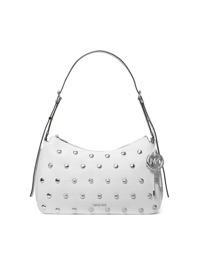 Michael Michael Kors Women's Medium Nolita Studded Leather Convertible Shoulder Bag In White