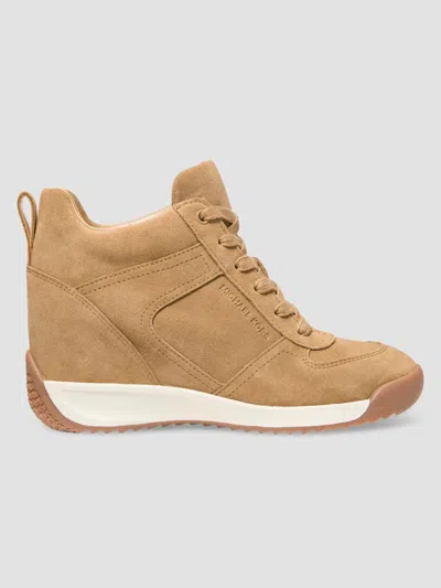 Michael Michael Kors Nikko S2 Suede Wedge Trainer In Brown